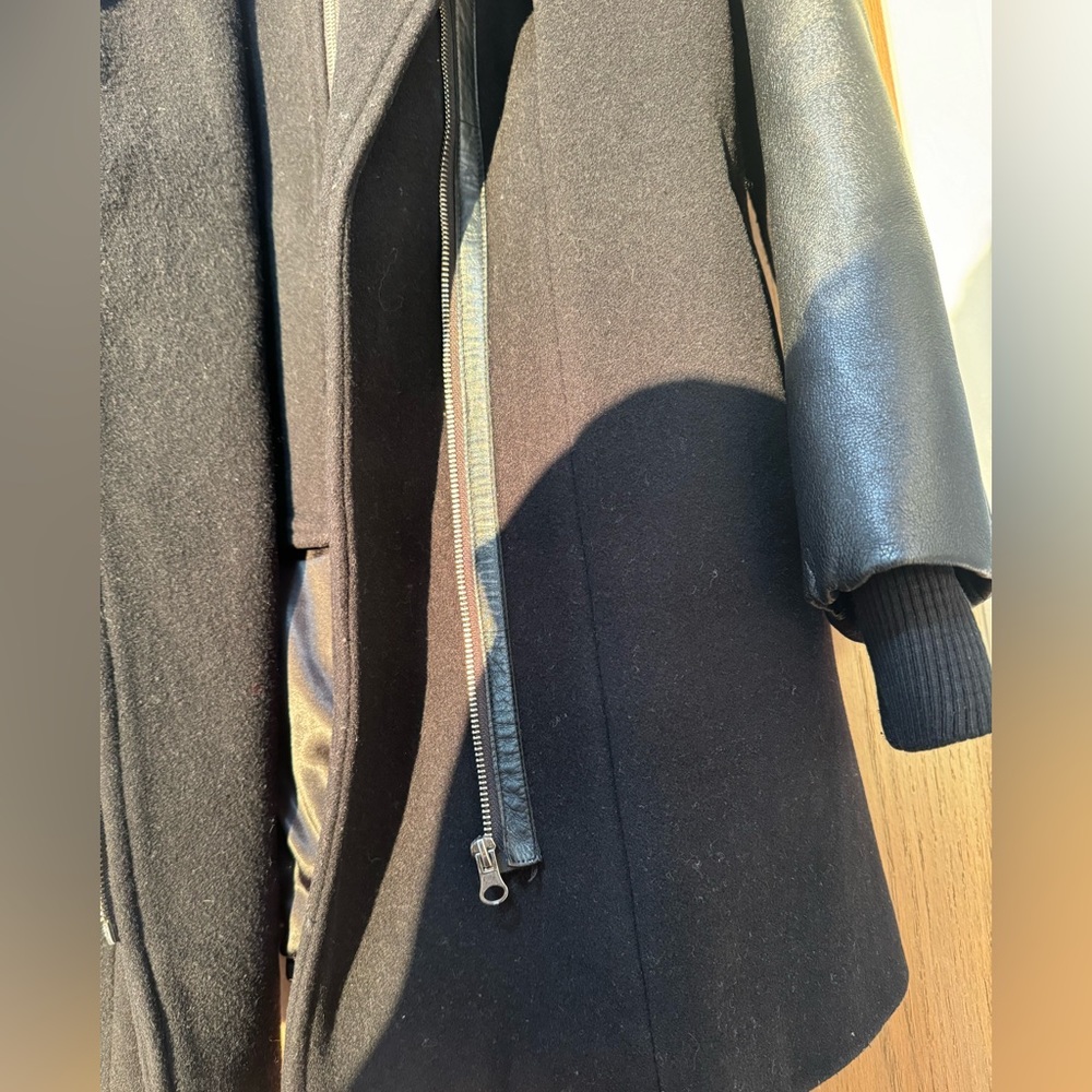 Size Large Black warm winter coat with fur hood double layer SICILY, brown fur L - Picture 13 of 16